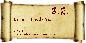Balogh Rovéna névjegykártya